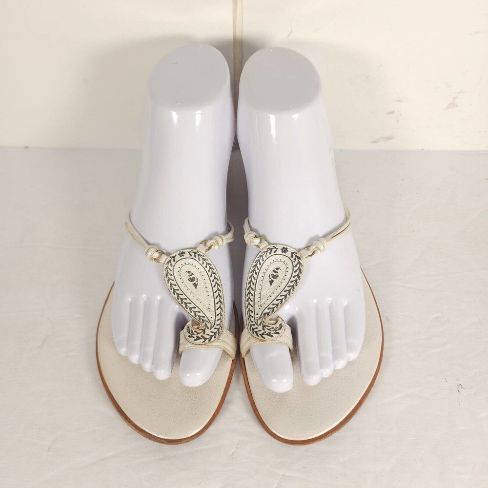 Jimmy Choo Boutique Women’s US6 EU36,5 White Leather Toe Loop Slide Sandals